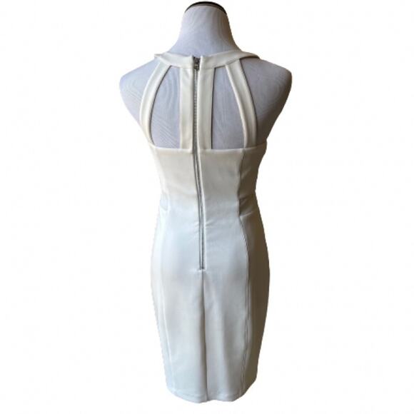 NWT GUESS Women Vintage Ivory Scuba Caged Cutout Strappy Side Mesh Dress. Size 4 - Picture 6 of 11